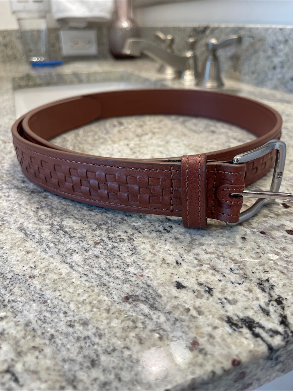 Johnston & Murphy Woven Leather Belt - Brown